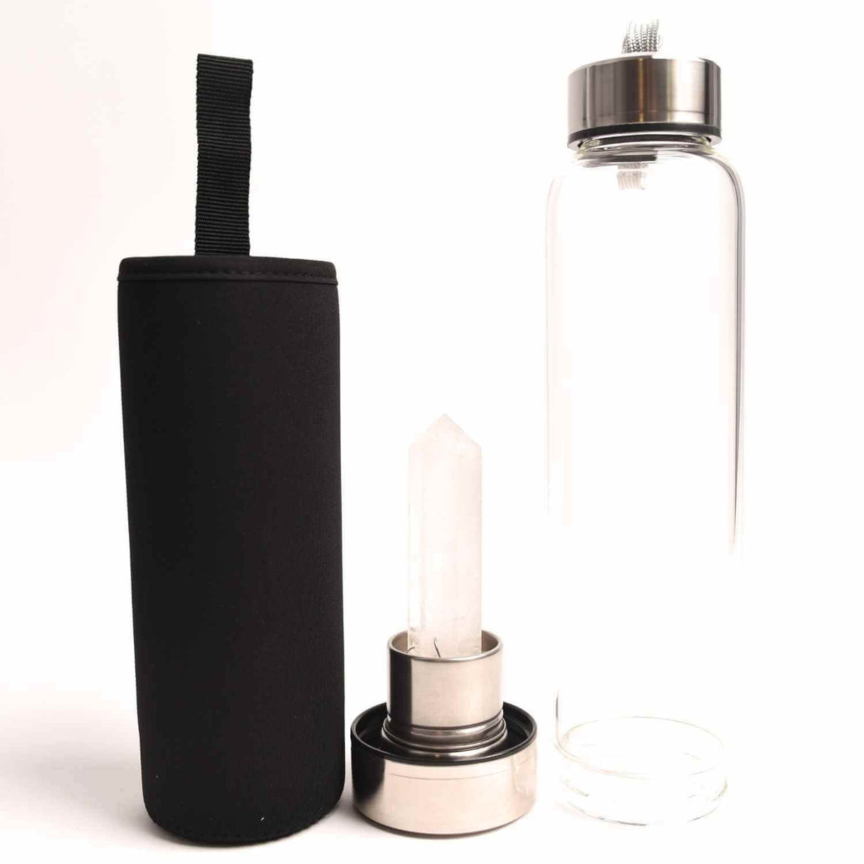 Sticla de apa cu varf de cristal Ametist - Perfect pentru meditatie - Cadouri speciale pentru femei barbati prieteni
