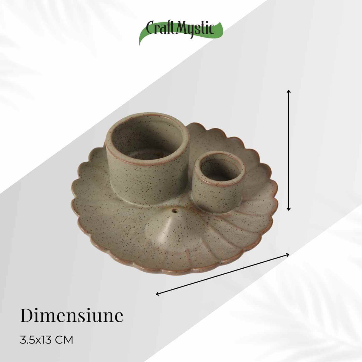 Suport ceramic 3 in 1 pentru salvie, Palo Santo si betisoare parfumate - model rotund
