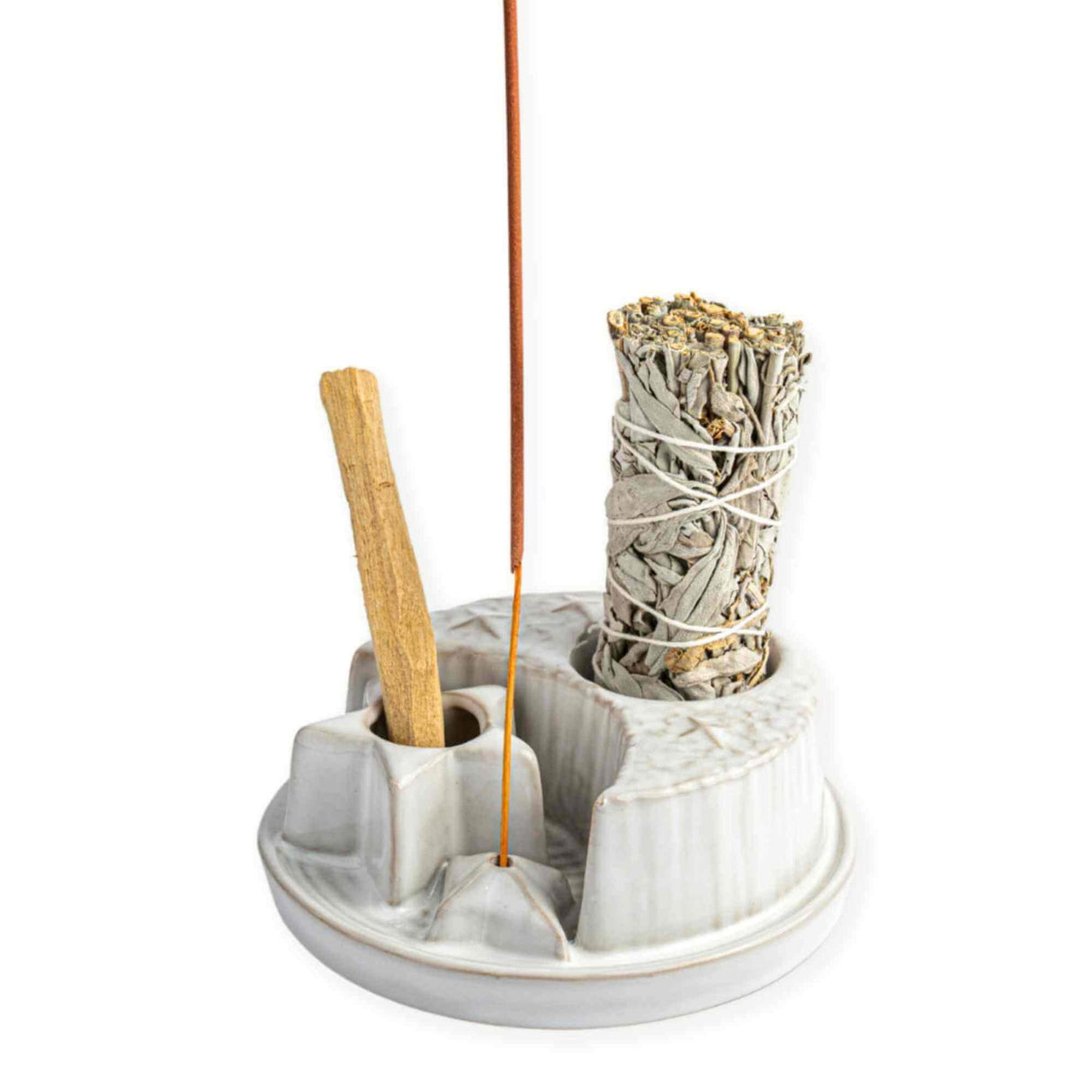 Suport ceramic 3 in 1 Semiluna Stea - Palo Santo, Salvie si Betisoare
