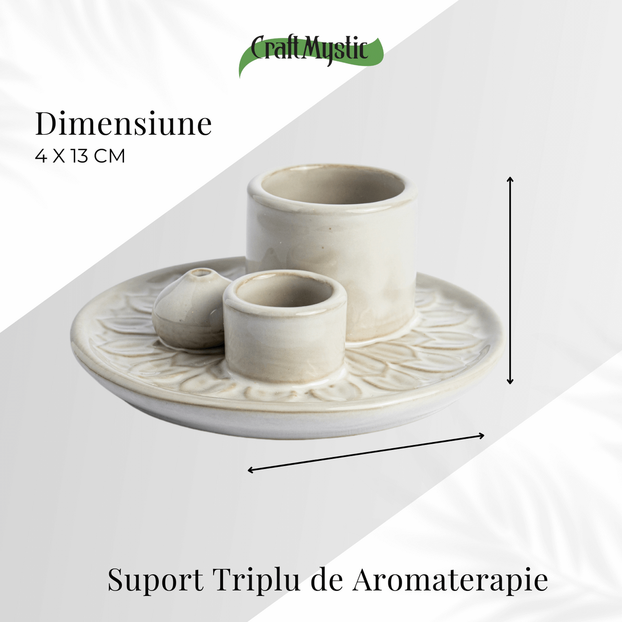 Suport ceramica ab Triplu de Aromaterapie - Ritual Complet pentru Armonie
