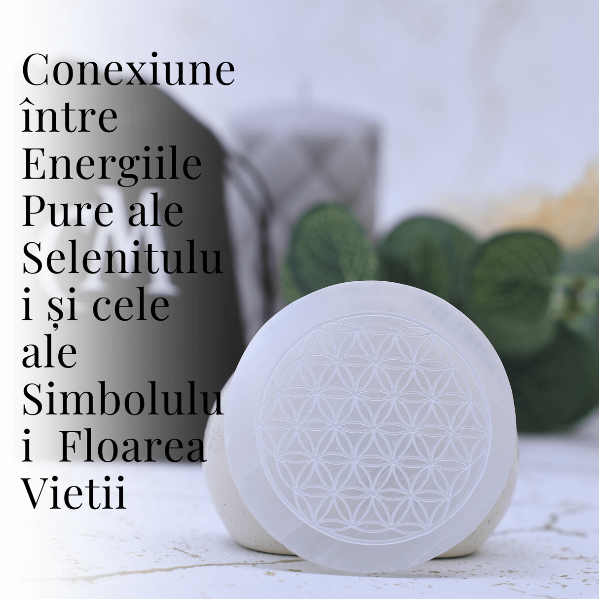 Placa din Selenit Natural pentru Curatare si Incarcare Cristale - Energie Pura