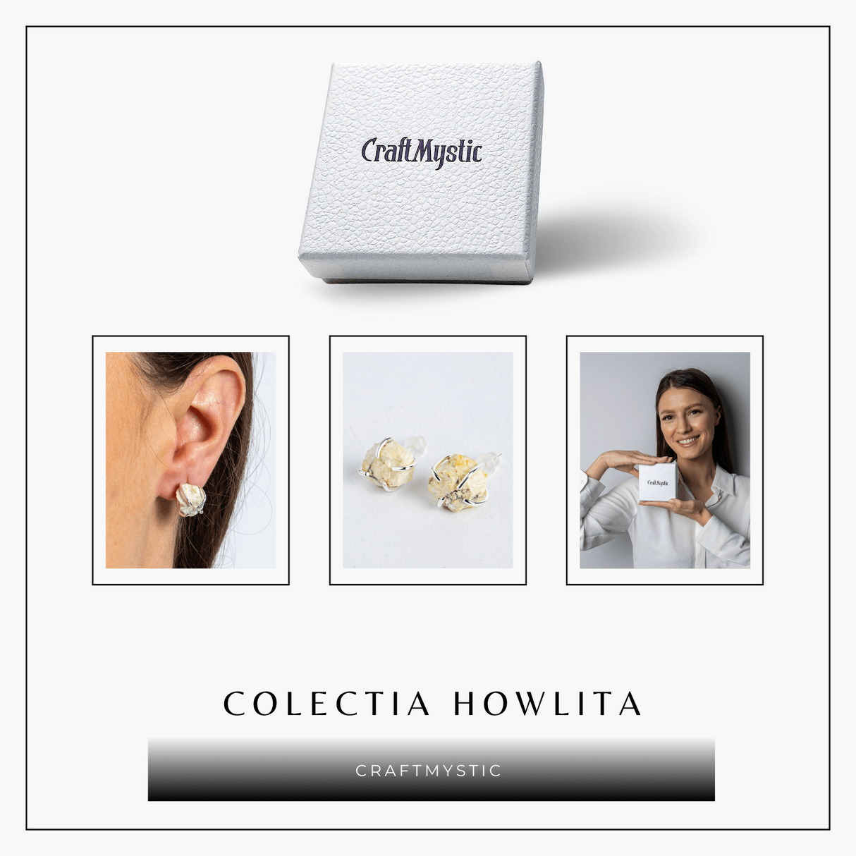 Cercei argintii cu piatra Howlita - Minimalism cu energie linistitoare