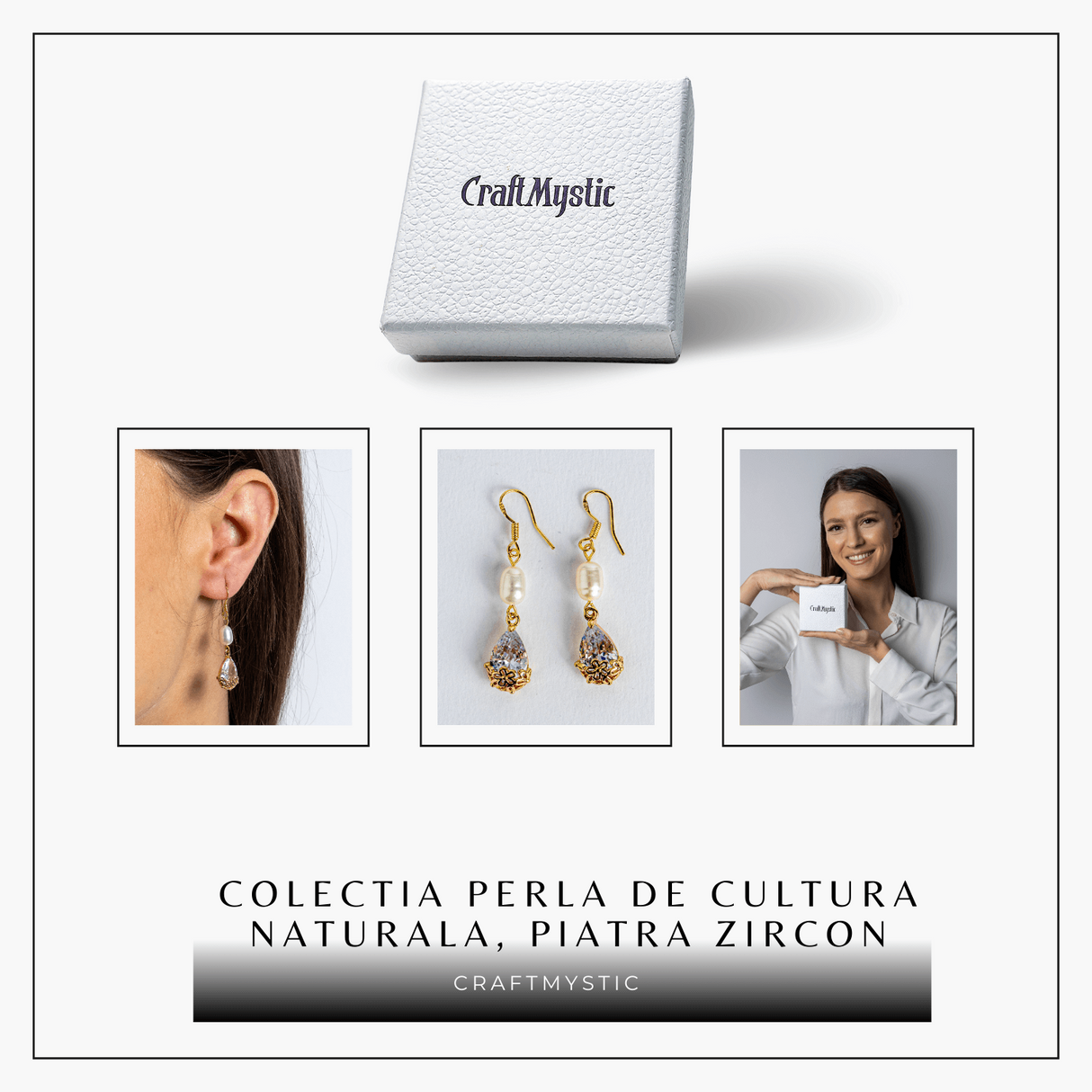 Cercei cu Perla Naturala si Zircon - Feminitate Discreta si Rafinament