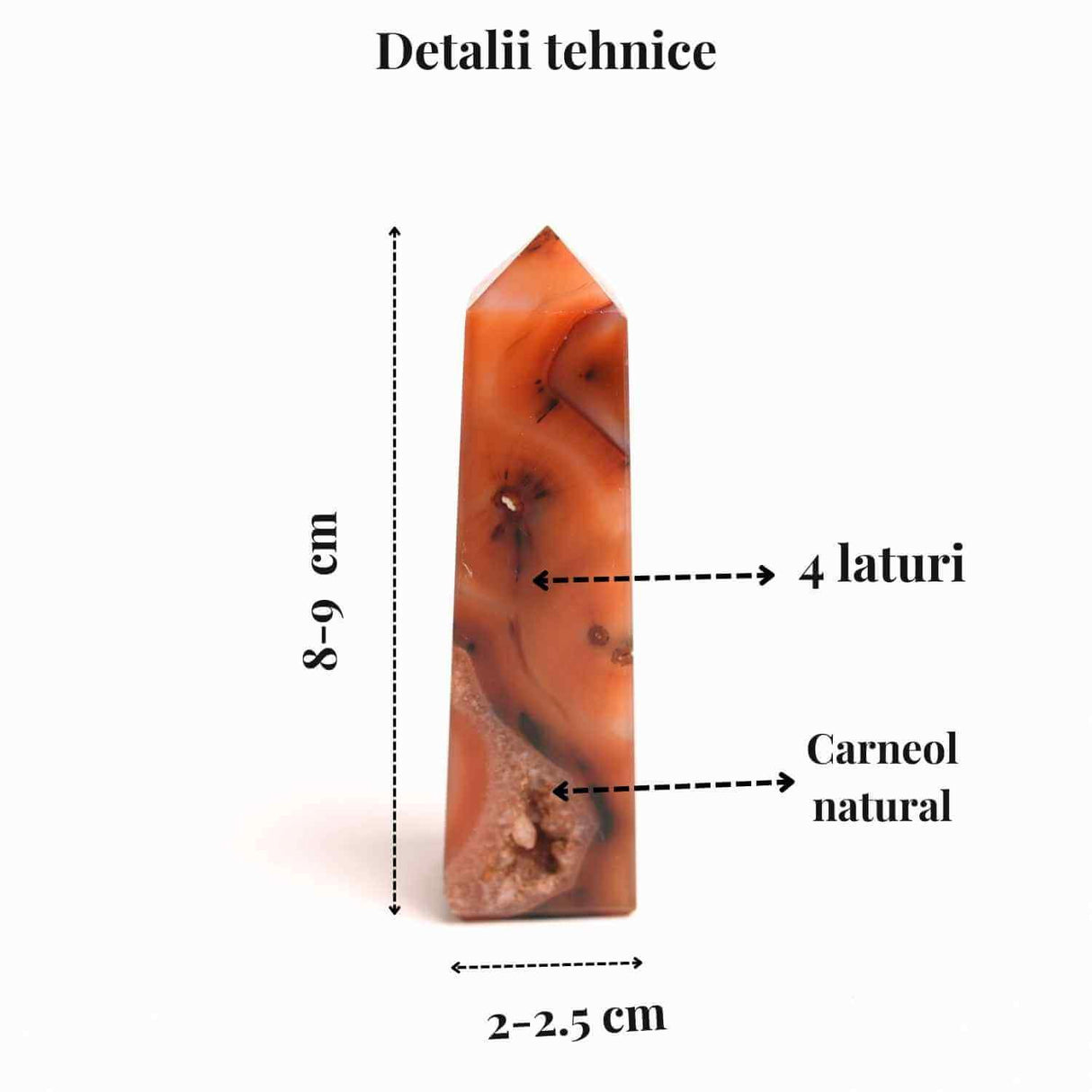 Turn din Carneol cu 4 laturi 7-8 cm – Energie, curaj si prosperitate