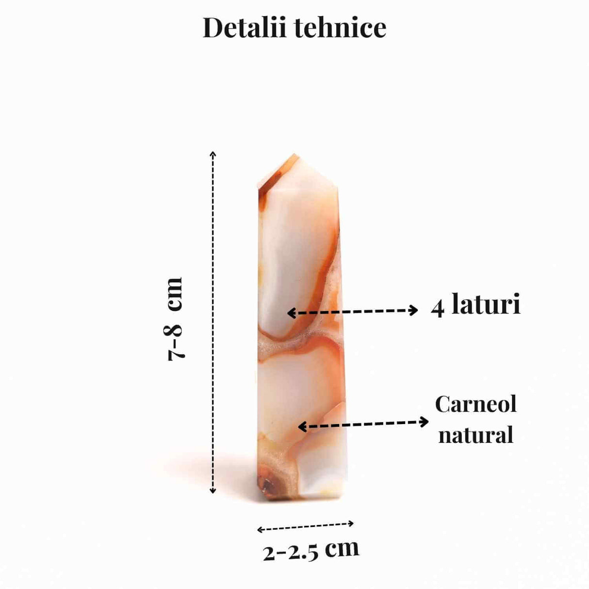 Turn din Carneol cu 4 laturi 7-8 cm – Energie, curaj si prosperitate