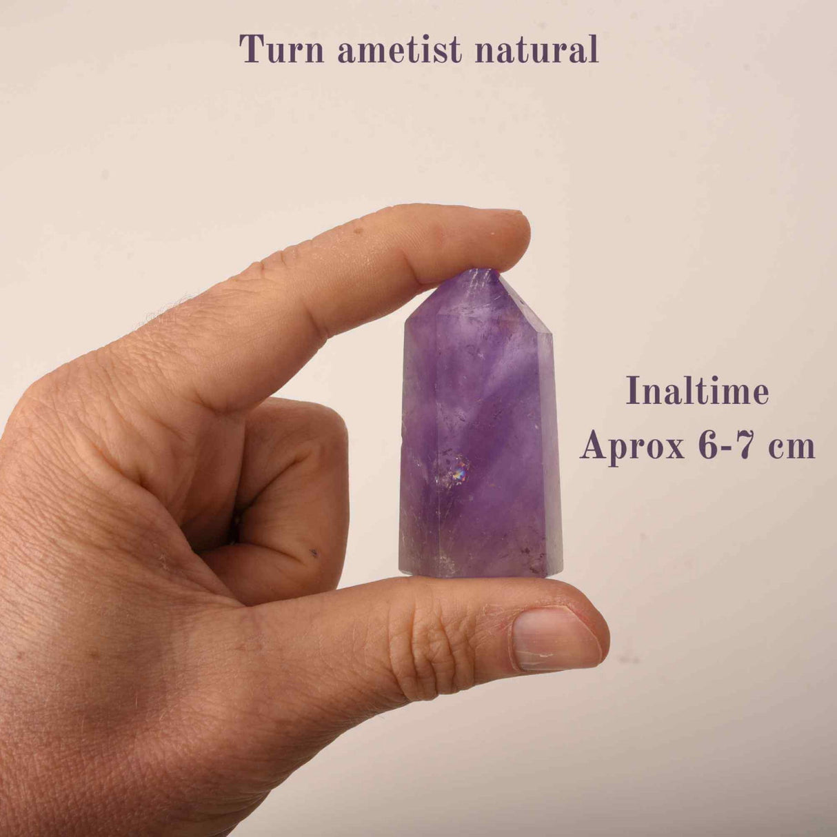 Turn de cristal semipretios vindecator hexagonal Ametist - Obelisc cu inaltimea intre 6-7 cm