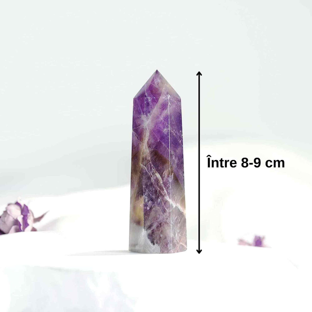Turn de cristal semipretios vindecator hexagonal Ametist - Obelisc cu inaltimea intre 8-9 cm
