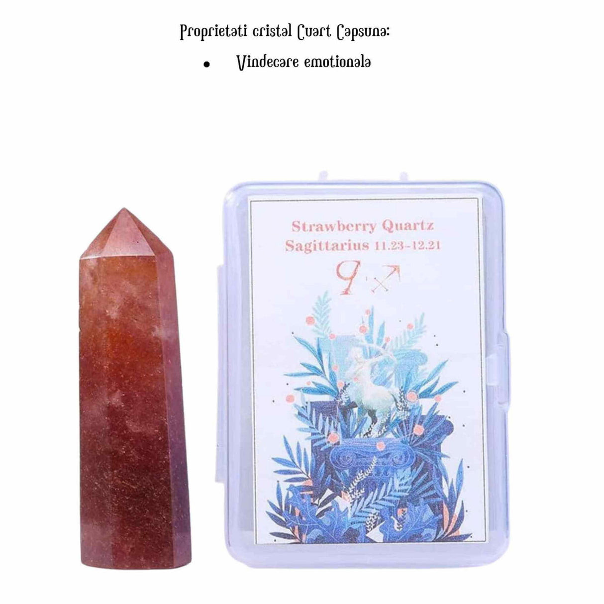Varf de Cristal 6 cm pentru cele 12 zodii - Pietre semipretioase specifice zodiei Berbec- Un cadou deosebit