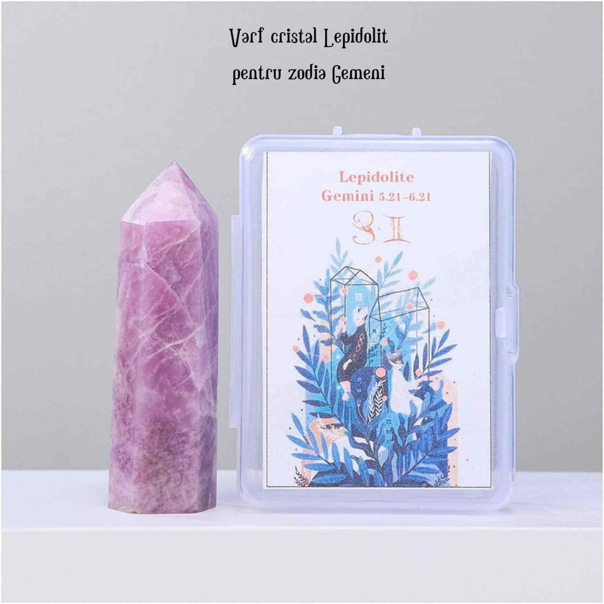 Varf de Cristal 6 cm pentru cele 12 zodii - Pietre semipretioase specifice zodiei Berbec- Un cadou deosebit