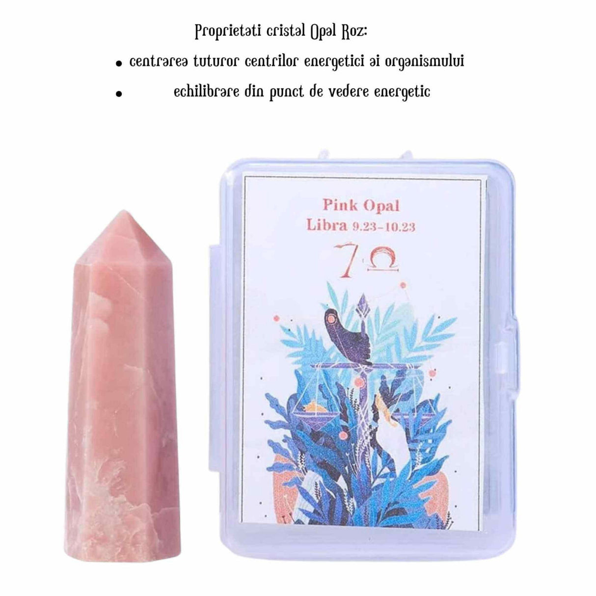 Varf de Cristal 6 cm pentru cele 12 zodii - Pietre semipretioase specifice zodiei Berbec- Un cadou deosebit