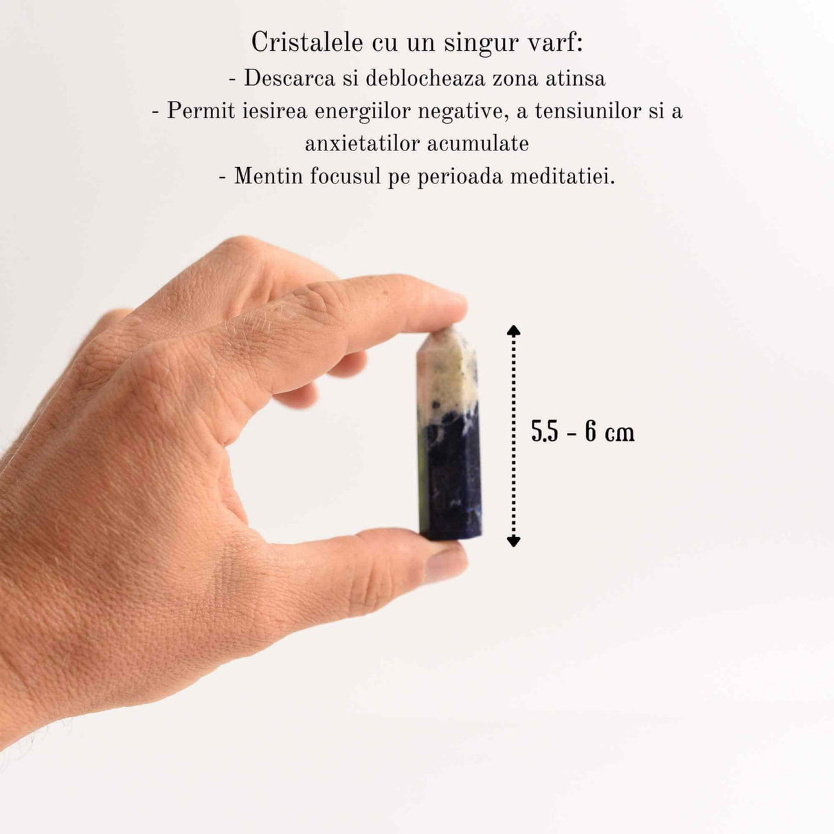 Varf de Cristal 6 cm pentru cele 12 zodii - Pietre semipretioase specifice zodiei Berbec- Un cadou deosebit