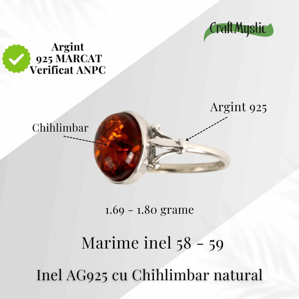Inel Oval din Argint 925 cu Chihlimbar Natural - Eleganta Calda si Echilibru