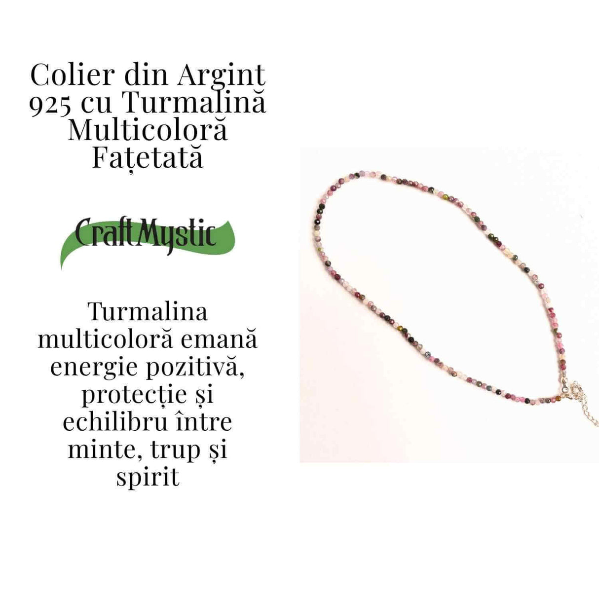 Energie si Armonie - Colier din Argint 925 cu Turmalina Multicolora Fatetata