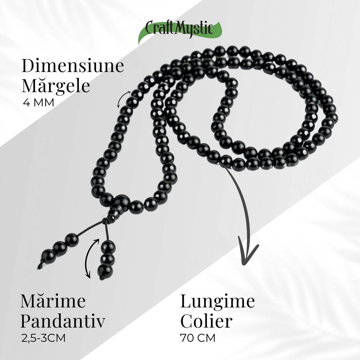 Protectie si Claritate - Colier Mala cu Obsidian si Ciucure Boho
