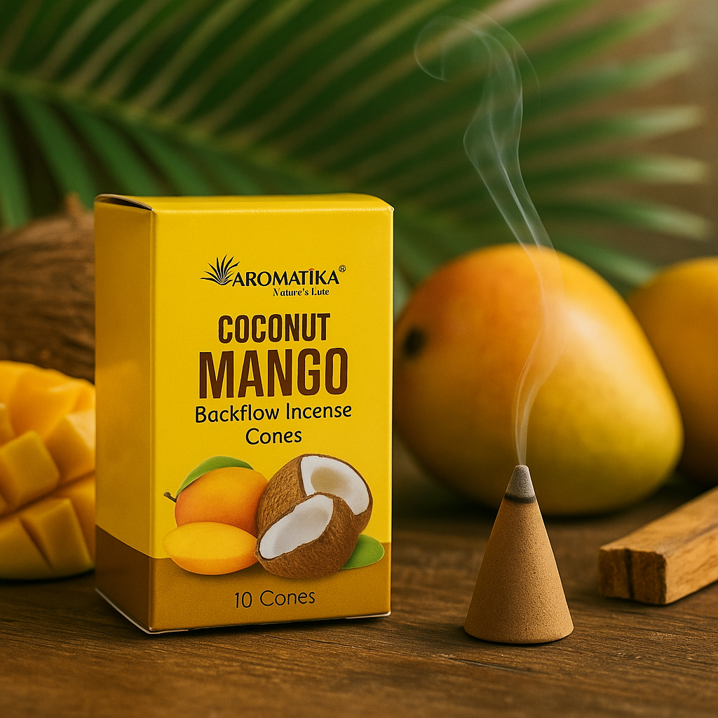 10 Conuri Aromatika Backflow Incense – Cocos si Mango