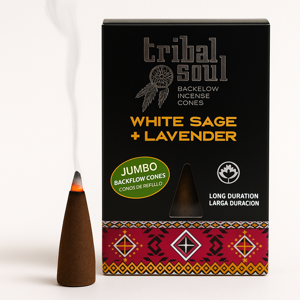 10 Conuri Tribal Soul Backflow Incense - Salvie si Lavanda