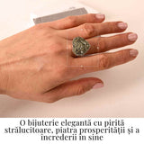Inel din Argint 925 cu Pirita Naturala in Forma de Inima - Protectie si incredere in Sine