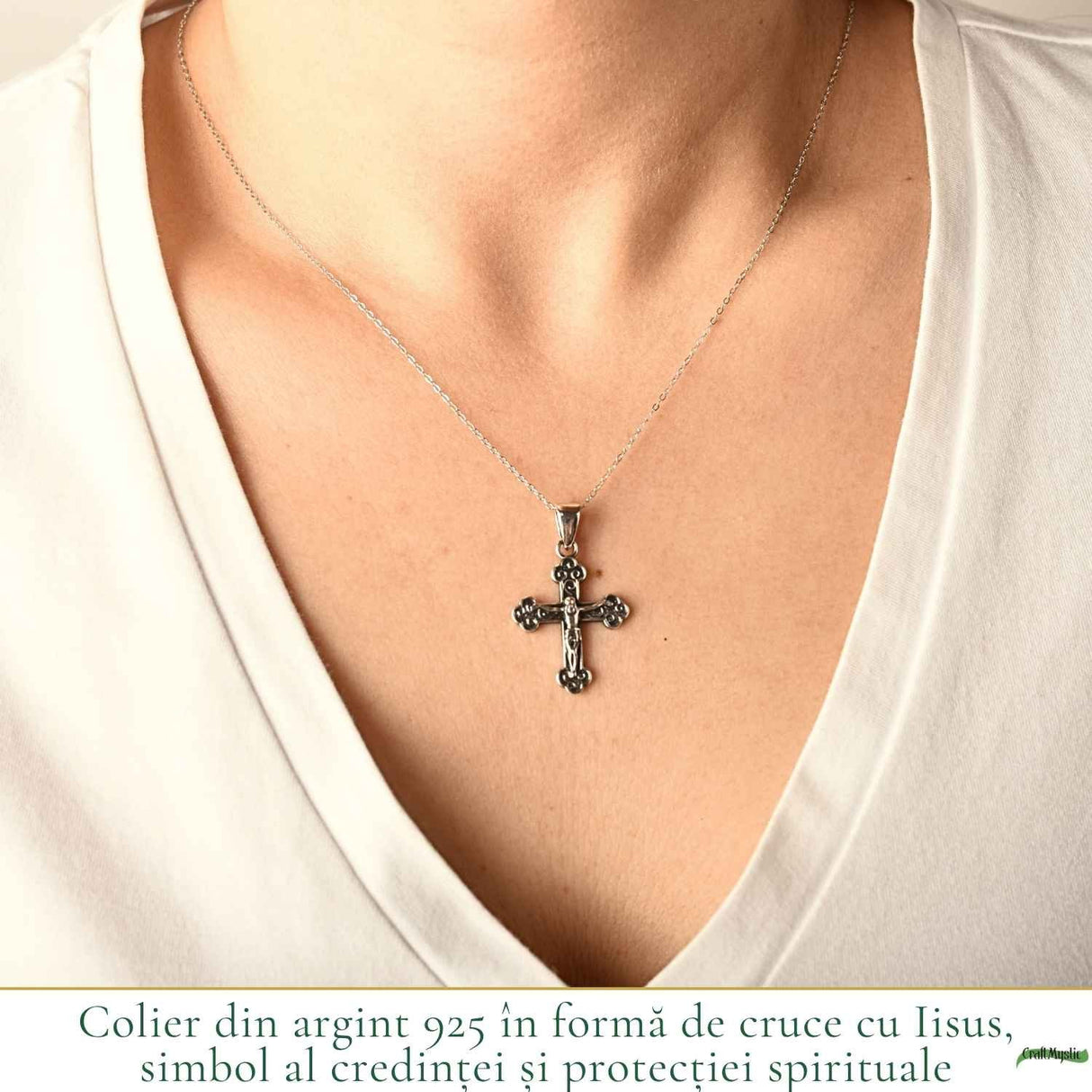 Colier Cruce cu Iisus din Argint 925 – Protectie Spirituala si Credinta