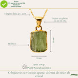 Colier Moldavit Brut Neuniform cu Argint 925 Placat cu Aur de 18k – Energie si Claritate Interioara