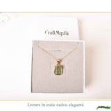 Colier Moldavit Brut Neuniform cu Argint 925 Placat cu Aur de 18k – Energie si Claritate Interioara