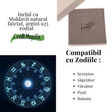 Inel din Argint 925 rodiat cu Moldavit natural fatetat - transformare, protectie si claritate interioara