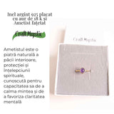 Inel din Argint 925 placat cu Aur de 18K cu Ametist Fatetat 1.58 gr M54 / 7- Claritate mentala si echilibru emotional