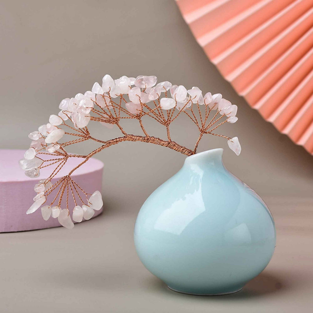 Ramura pentru creare copaci cu cristale semipretioase Mixte cu 7 mini ramuri fiecare cu 9 pietre polisate - Pentru proiecte DIY, decor, Feng Shui