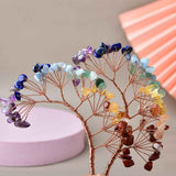 Ramura pentru creare copaci cu cristale semipretioase Mixte cu 7 mini ramuri fiecare cu 9 pietre polisate - Pentru proiecte DIY, decor, Feng Shui