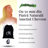 Ou Handmade de 50mm din Piatra Naturală de Ametist Chevron