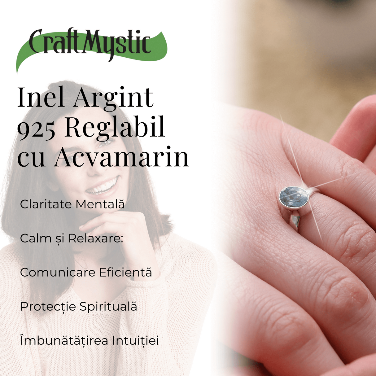Inel din Argint 925 cu trei tipuri de piatra gr 3.48