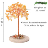 Copacel 12 cm din cristale semipretioase Citrin si baza de agat - Aduce claritate mentala, prosperitate, securitate