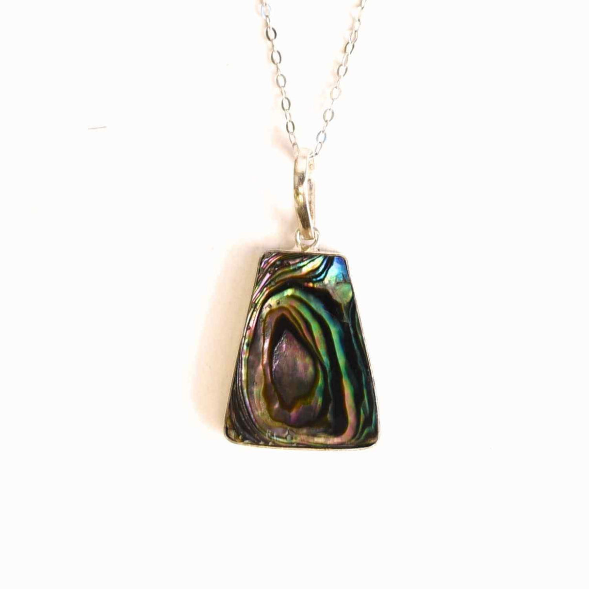 Echilibru si Stralucire Naturala - Colier Trapez cu Scoica Abalone si Argint 925