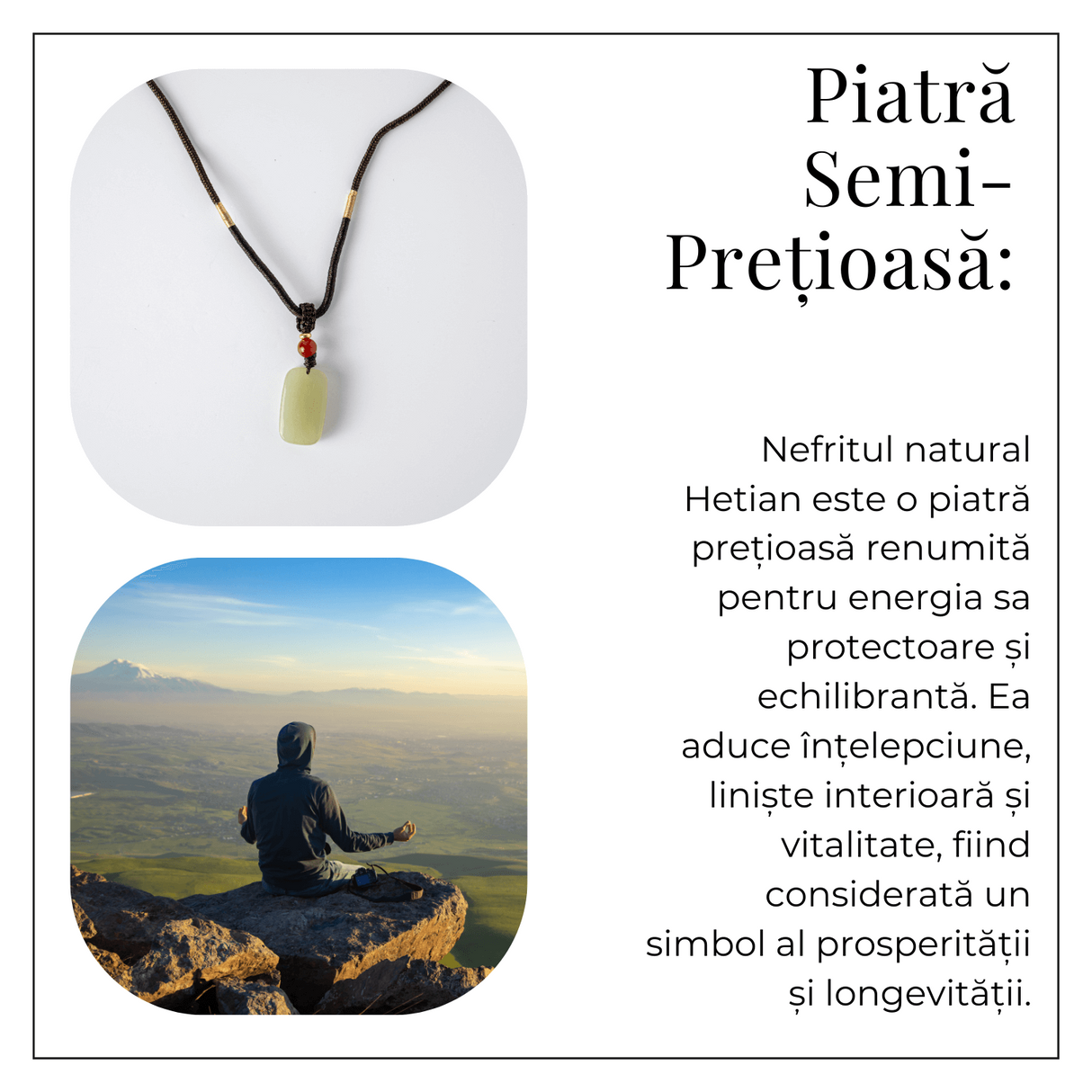 Armonie si Protectie - Colier din Jad Hetian (Nefrit) Natural