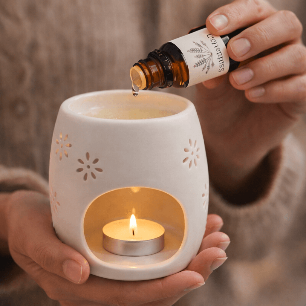 Suport Aromaterapie din Ceramica cu Inger - Lumina Calda si Armonie