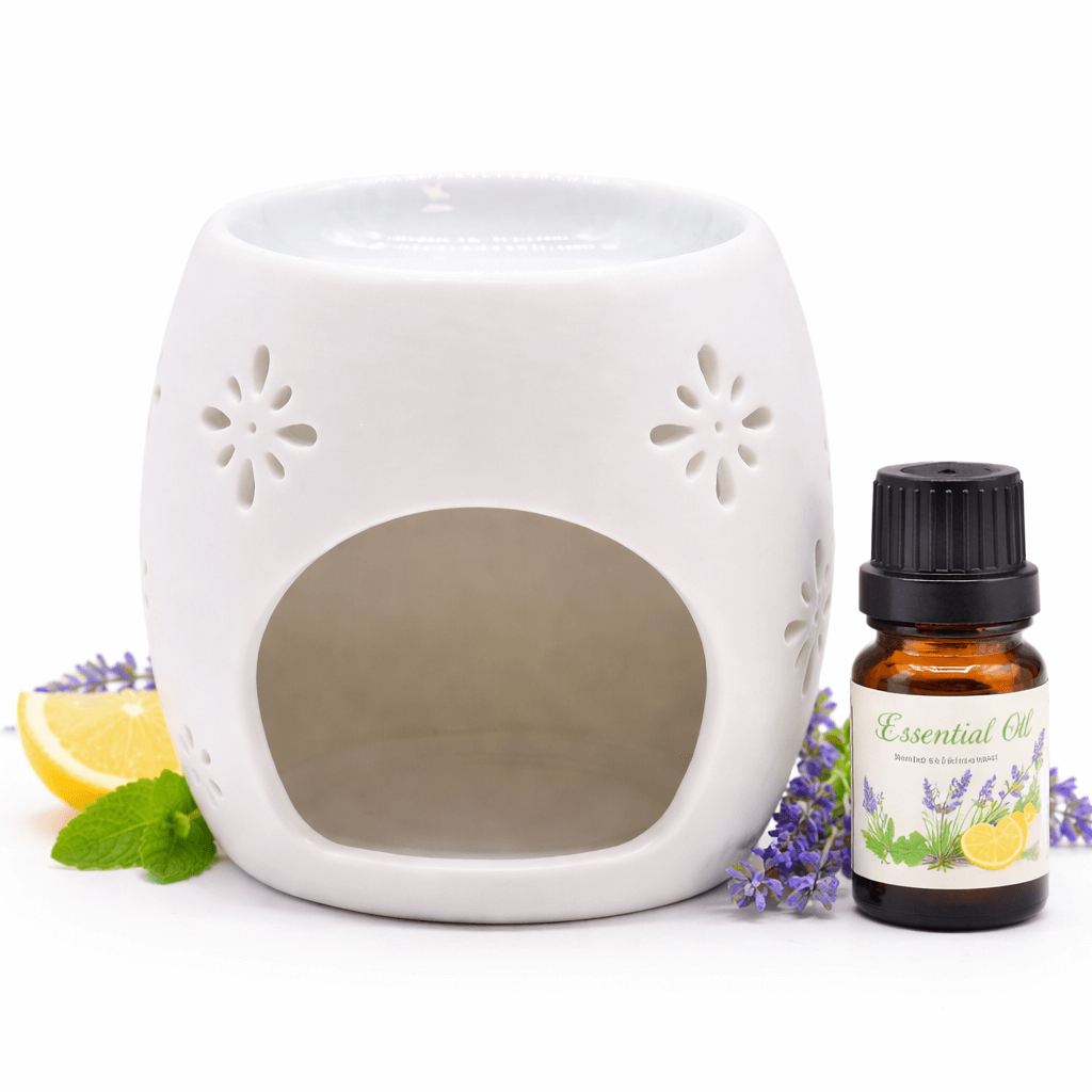 Suport Aromaterapie din Ceramica cu Inger - Lumina Calda si Armonie