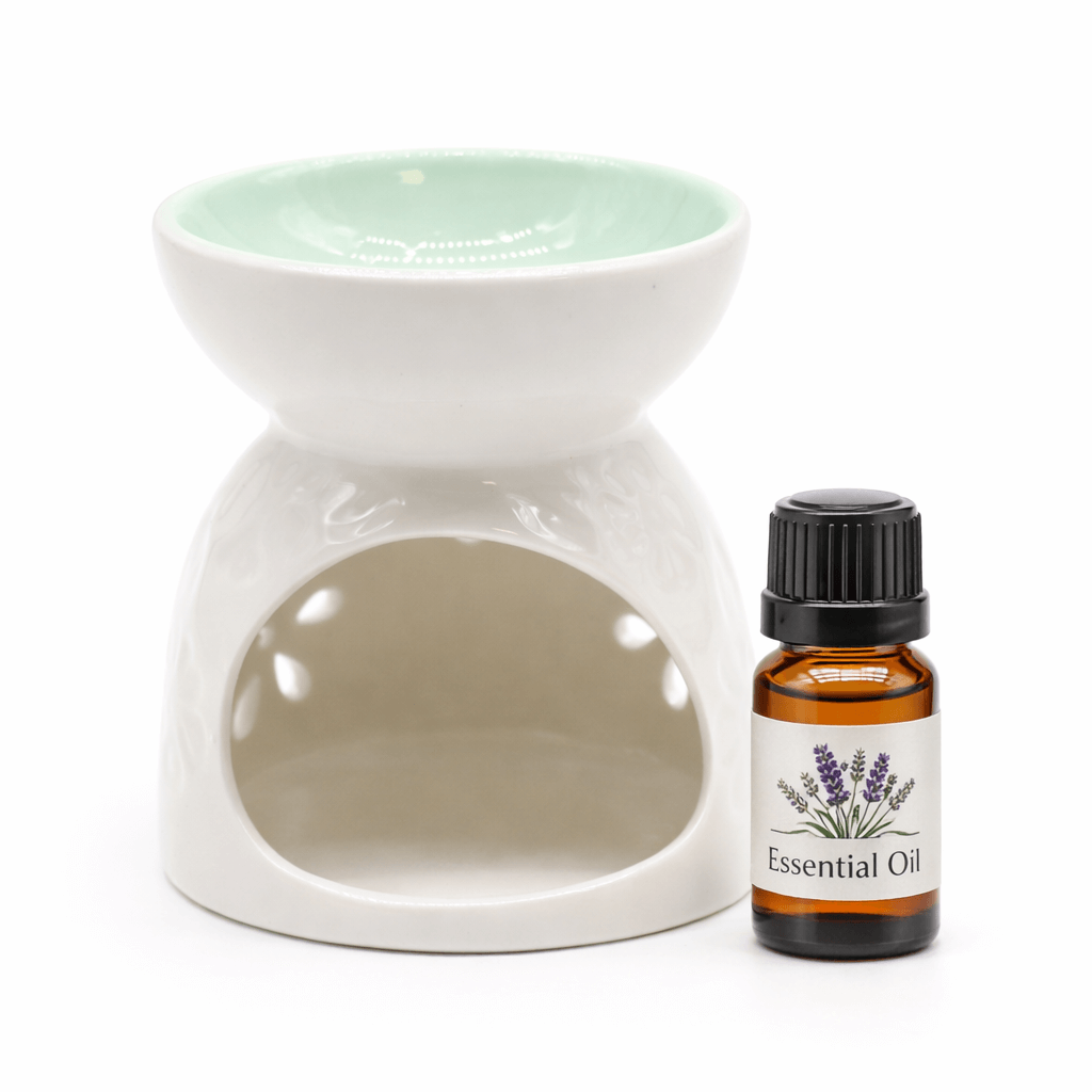 Arzator Ceramic Alb pentru ulei esential cu Decupaje Florale - Ritual de Relaxare si Armonie Energetica