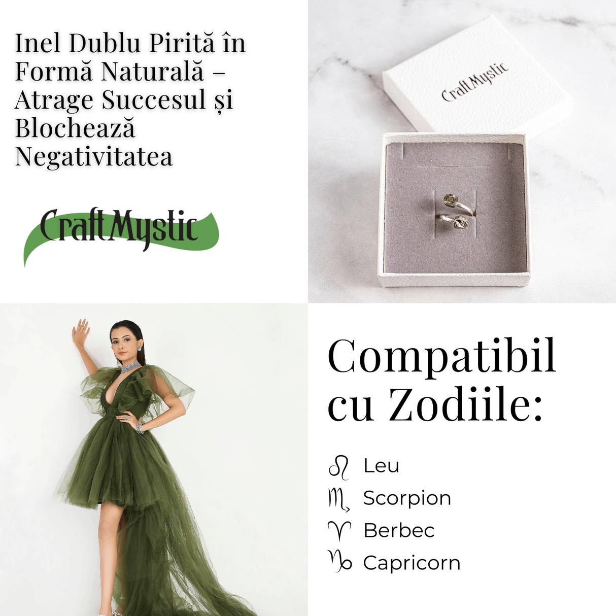 Atrage succesul si blocheaza negativitatea - Inel dublu Pirita in forma naturala