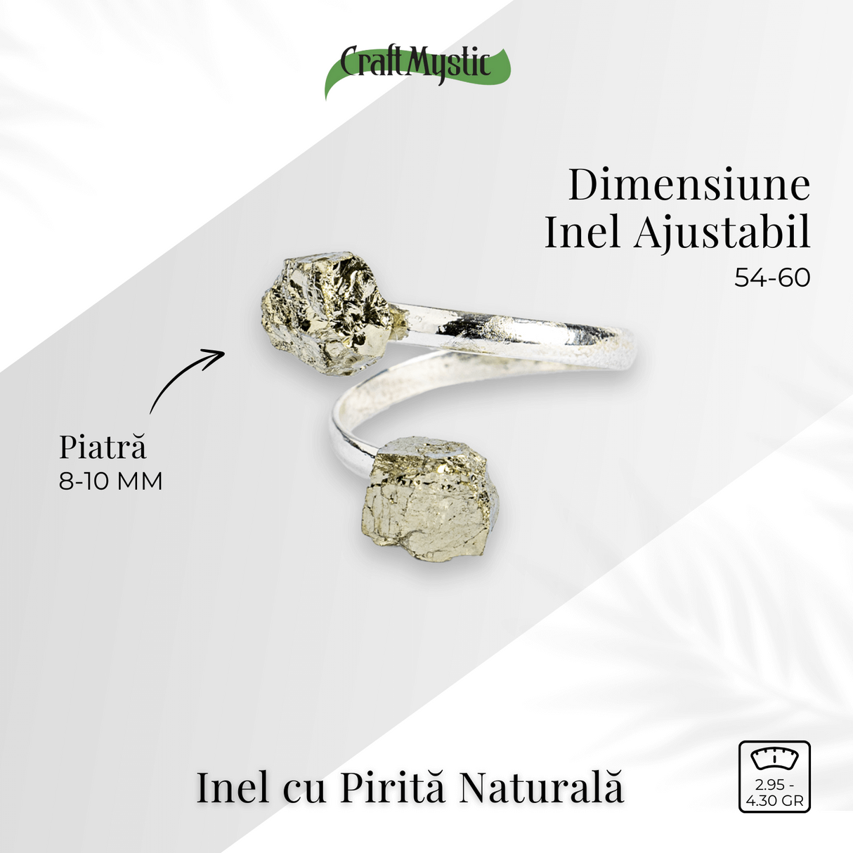 Atrage succesul si blocheaza negativitatea - Inel dublu Pirita in forma naturala