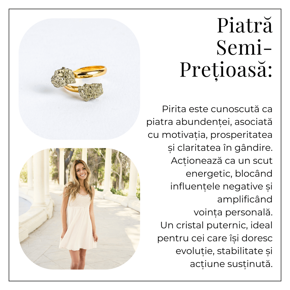 Putere in forma pura - Inel dublu cu pirita pentru protectie si motivare