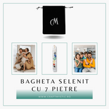 Bagheta din Selenit Brut cu Pietre pentru Cele 7 Chakre, Invelita in Sarma de Cupru, pentru Yoga, Meditatie, Echilibru Spiritual