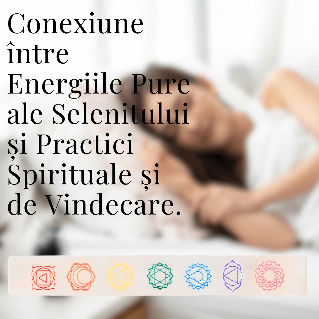 Bagheta de Selenit cu Semnele Chakrelor Color - Incarcare si Curatare Cristale