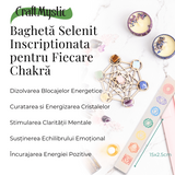 Bagheta de Selenit cu Semnele Chakrelor Color - Incarcare si Curatare Cristale