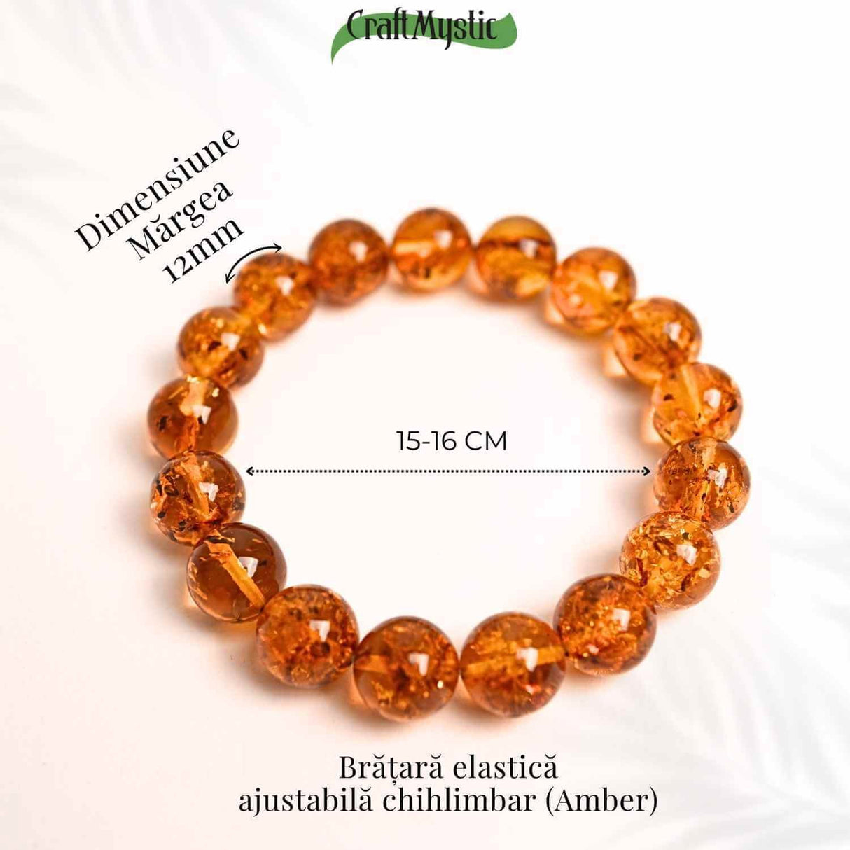 Bratara elastica 12 mm Chihlimbar Amber - Energie si protectie naturala