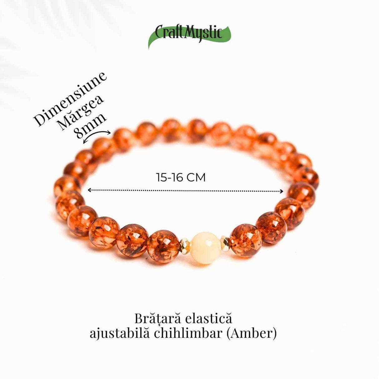 Bratara elastica chihlimbar caramiziu-galben pentru echilibru emotional