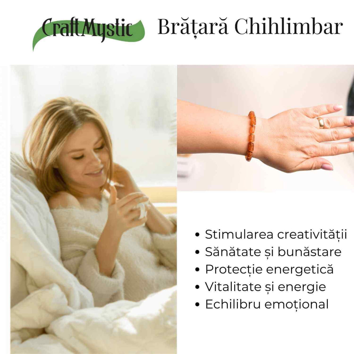 Bratara cu margele ovale 13mm de chihlimbar - Protectie si energie