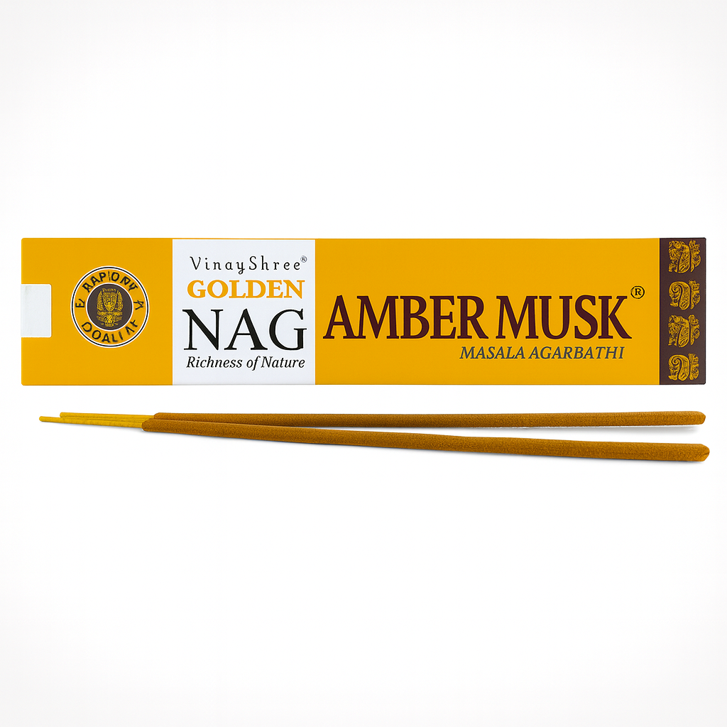 Betisoare Parfumate Golden Nag Amber Musk - Arome Calde, Confort si Atmosfera Sacra