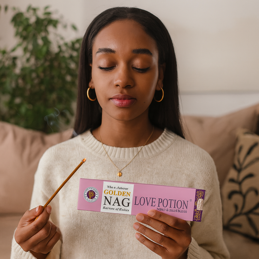 Betisoare Parfumate Golden Nag Love Potion - Aroma Atracției, Magiei si Conexiunii