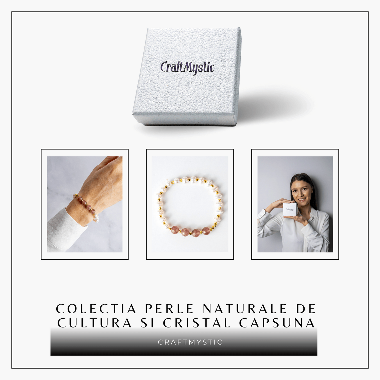 Echilibru Emotional si Puritate - Bratara cu Perle si Cristal capsuna