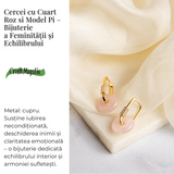 Feminitate si Echilibru - Cercei cu Cuart Roz si Model Pi
