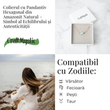 Calm si Echilibru - Colier cu Pandantiv Hexagonal din Amazonit Natural pe Lant de Cupru
